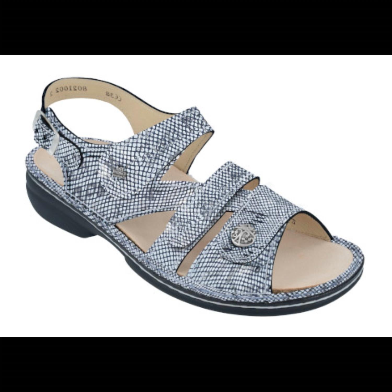 Finn Comfort Women's Gomera Sandal in blue words - women's sandal