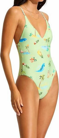 Seafolly - Isla Palm V Neck One Piece