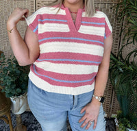 Peach Love - Island Vibes Striped Sweater Top
