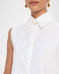 FRAME Prep Point Collared Shirt in white - women's blouse - alternate view