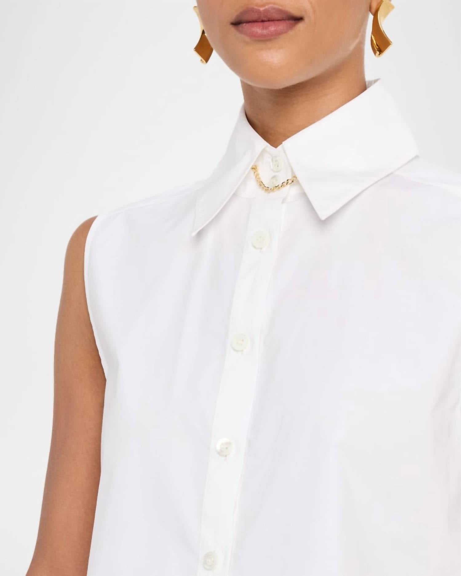 FRAME Prep Point Collared Shirt in white - women's blouse - alternate view