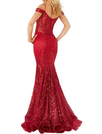 Jovani - OFF SHOULDER GLITTER MERMAID LONG GOWN