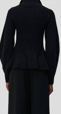 SIMKHAI Susanna Polo Cable-knit Sweater in black - women's sweater - alternate view
