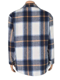 Macaron - Women's Plaid Printed Adorable Buttoned Shacket