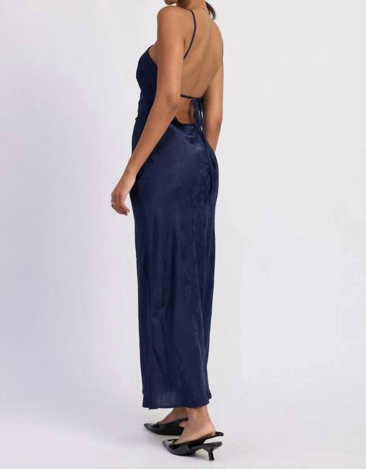 Emory Park - Open Back Satin Halter Midi Dress