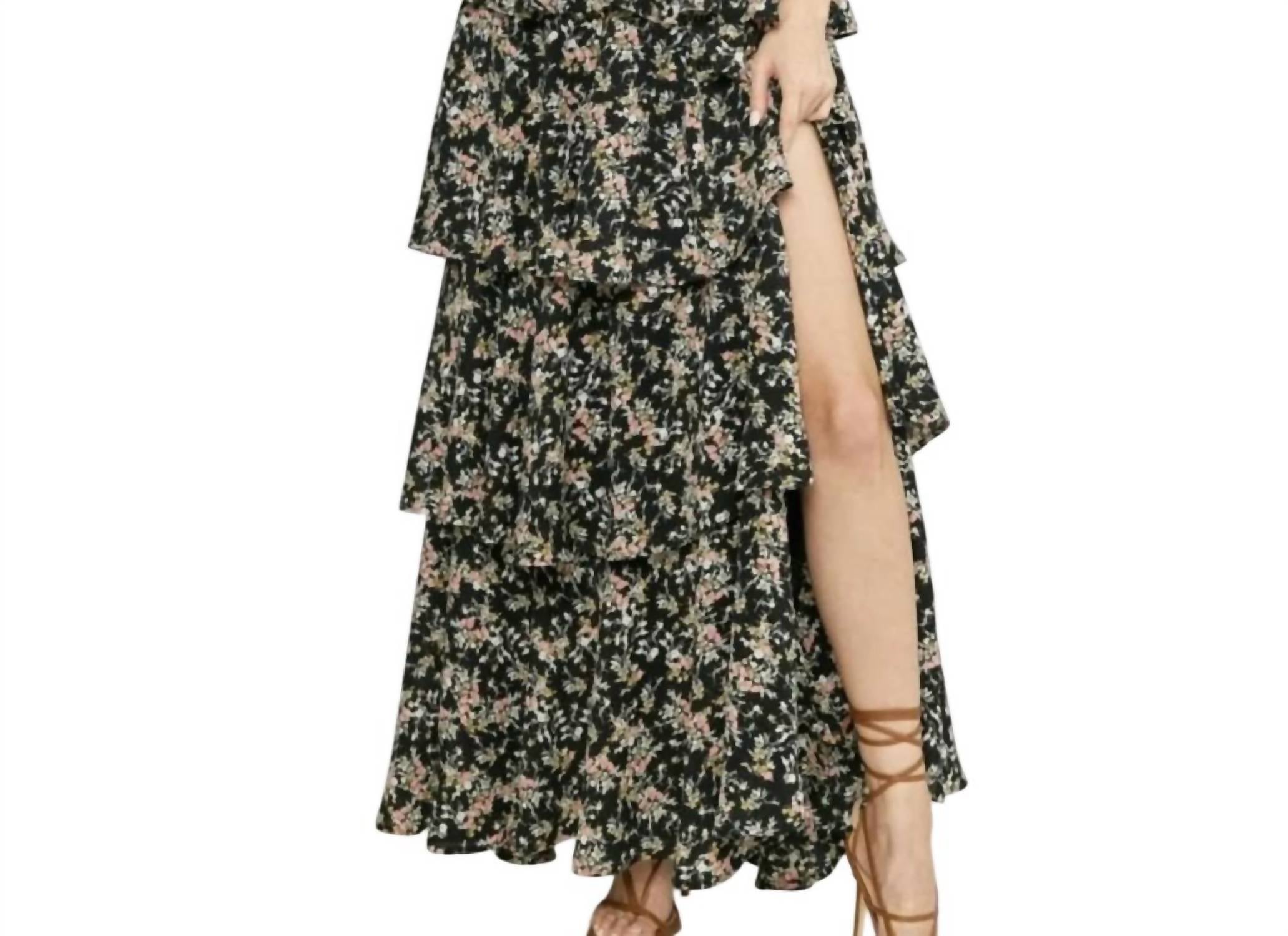 Entro - Tiered Ruffle Dress With Slit