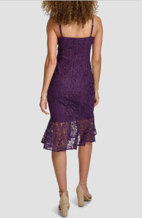 Siena Studio Floral Lace Midi Dress in plum - women's dress - alternate view