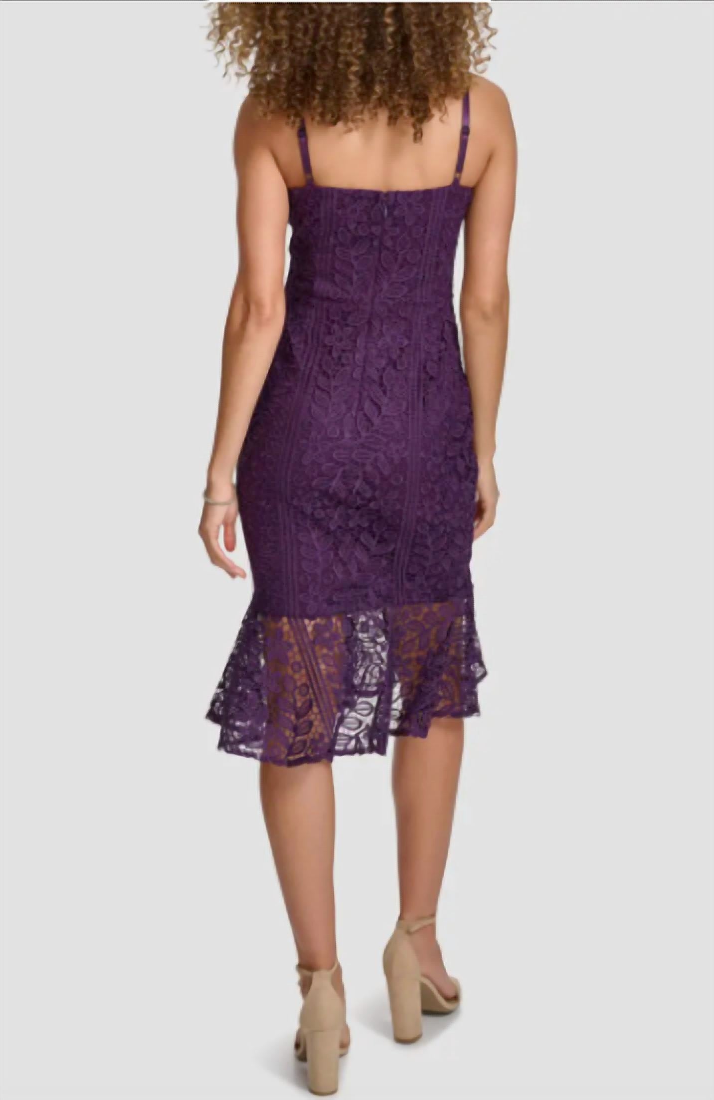 Siena Studio Floral Lace Midi Dress in plum - women's dress - alternate view