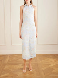 Bernadette - Cici Jasmin Floral-print Linen Halterneck Midi Dress