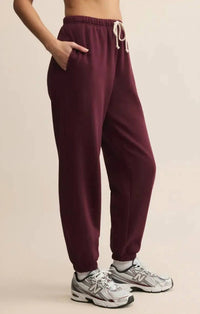 Z Supply Stadium Jogger Pant in merlot - women's pants - detail view