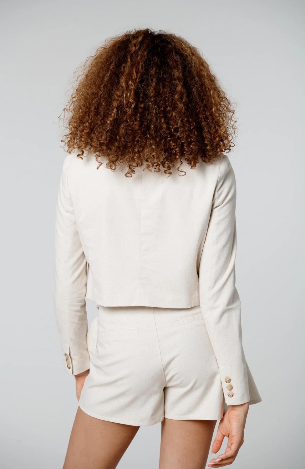 Blanknyc - Beach Date Linen Crop Blazer