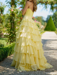 Sherri Hill - Basque Waist Ruffle Skirt Dress