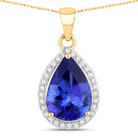 Diana M Jewels Women's Pear Natural Tanzanite Pendant Necklace (3.29 Ct) - Signature Plus in 14k yellow gold - women's jewelry