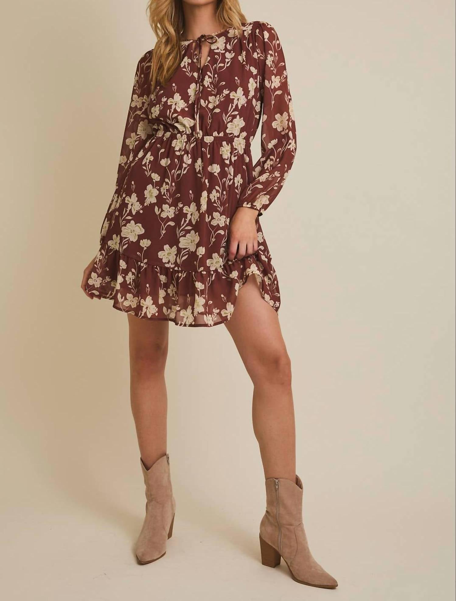 Gilli - Long Sleeve Ruffle Mini Dress