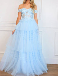 Cinderella Divine - Vienna Sparkly Lace Bustier Tulle Ruffle Formal Dress