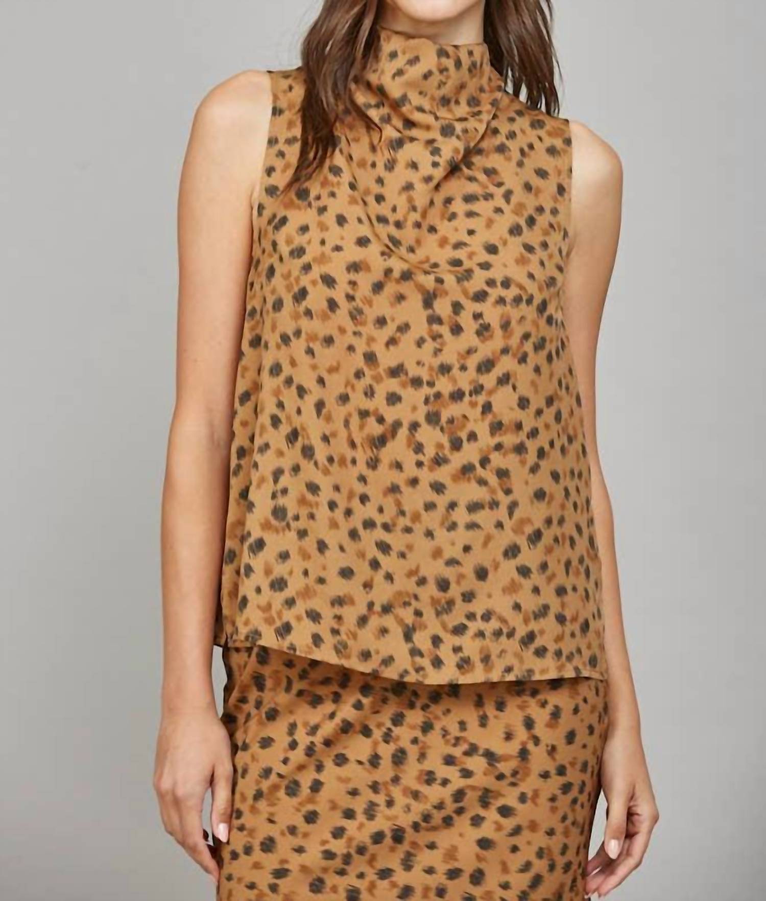 Fate - High Cowl Neck Sleeveless Blouse