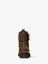 MICHAEL KORS Women's Haskell Studded Leopard Calf Hair Combat Boots in butterscotch - women's shoe - view 4