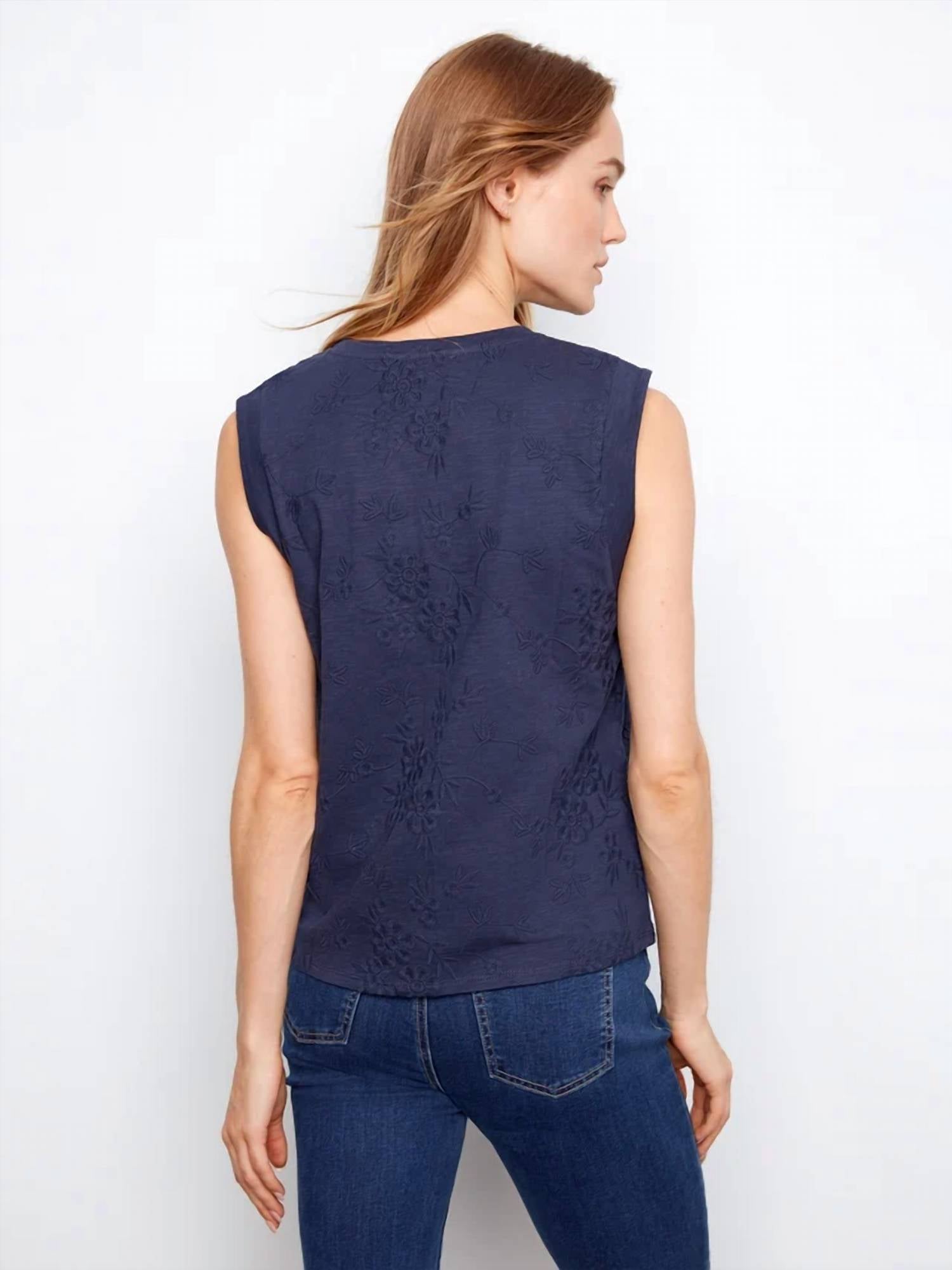 Charlie B - Embroidered Sleeveless Cotton Top
