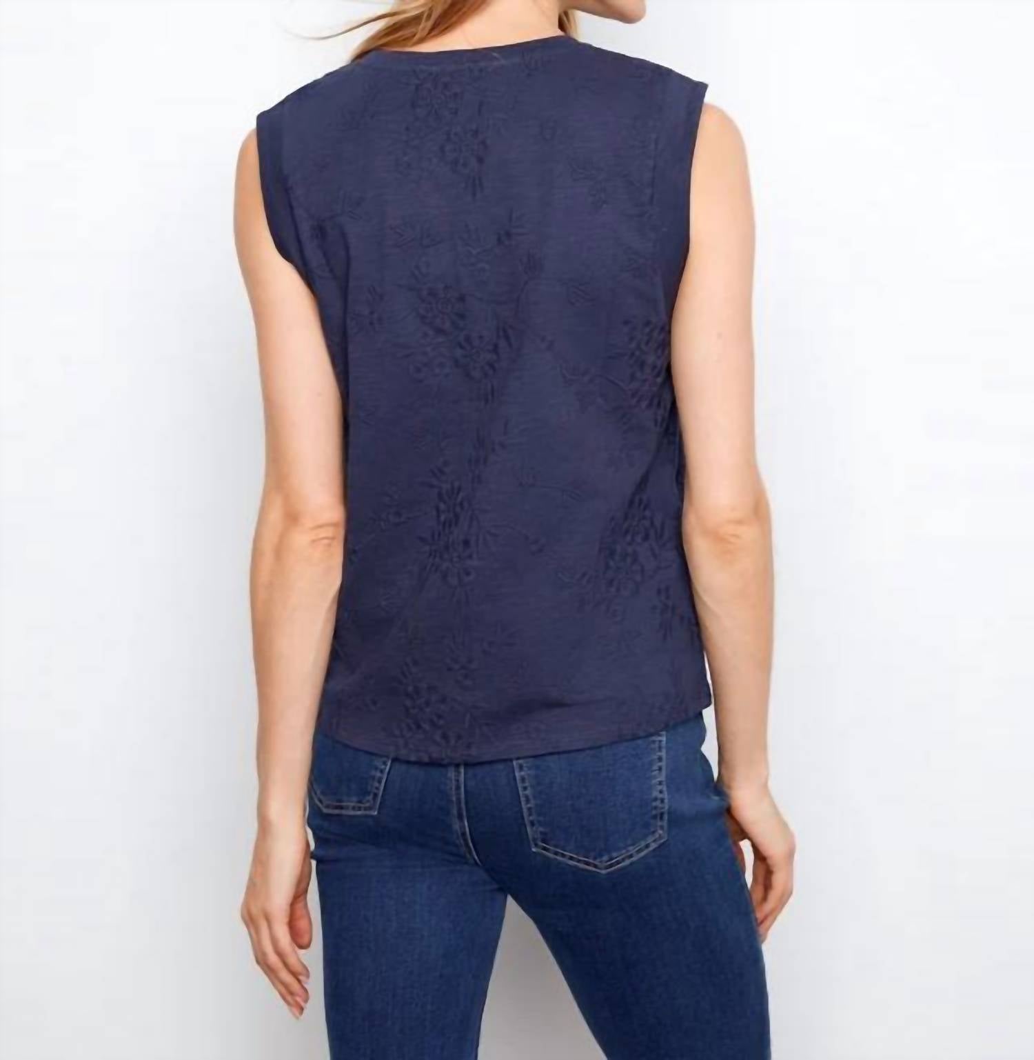 Charlie B - Embroidered Sleeveless Cotton Top