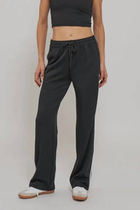 Urban Daizy Timeless Stripe Drawstring Relaxed Sweatpants in black - women's pants