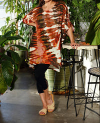 Kikisol - Artisan Tie Dye Gauze Round Neck Kaftan Dress