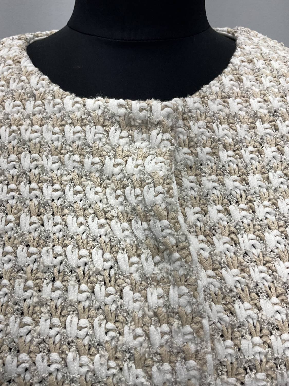 Anneclaire - TAN/WHITE TWEED COTTON CARDIGAN