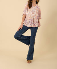 Hale Bob - Kaitlyn Modern Floral Flounce Sleeve Top