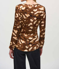 Joseph Ribkoff - Satin Animal Print Belted Top