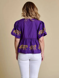 Stewart Simmons - The Puff Sleeve Peplum Top Lsu