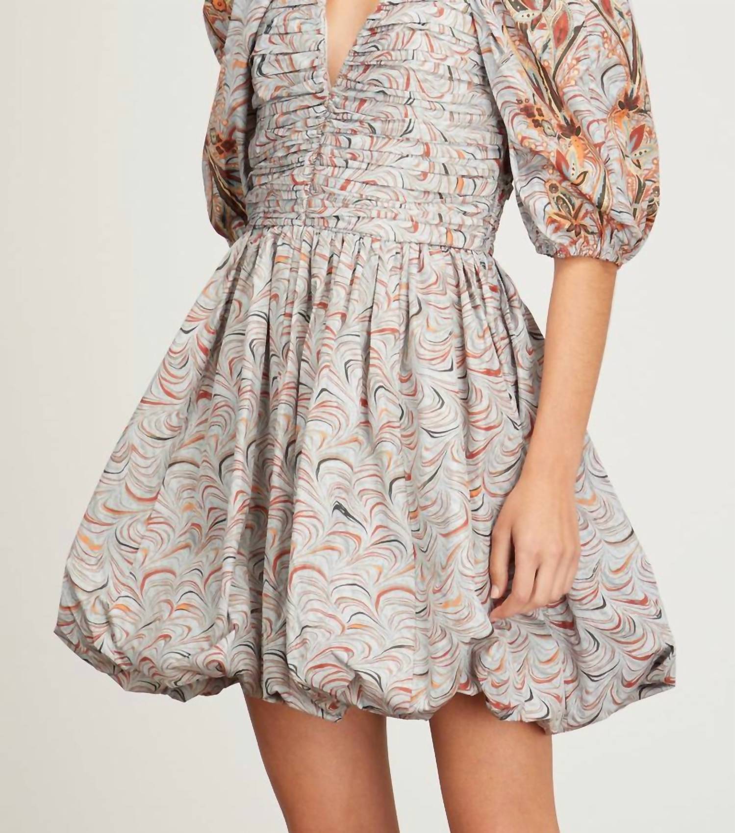 Ulla Johnson - Gwen V-Neck Puff Sleeve Pleated Mini Dress