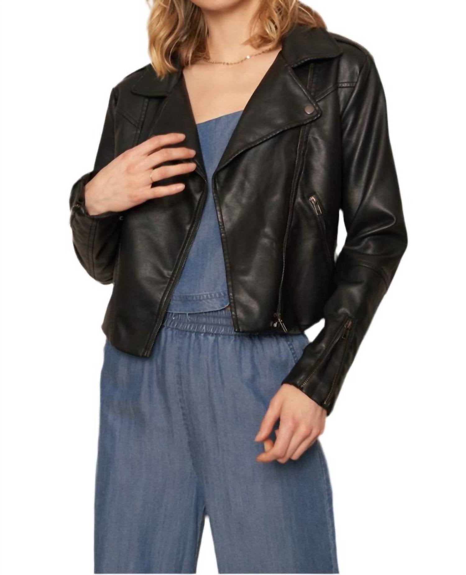 En Creme - Faux Leather Moto Jacket