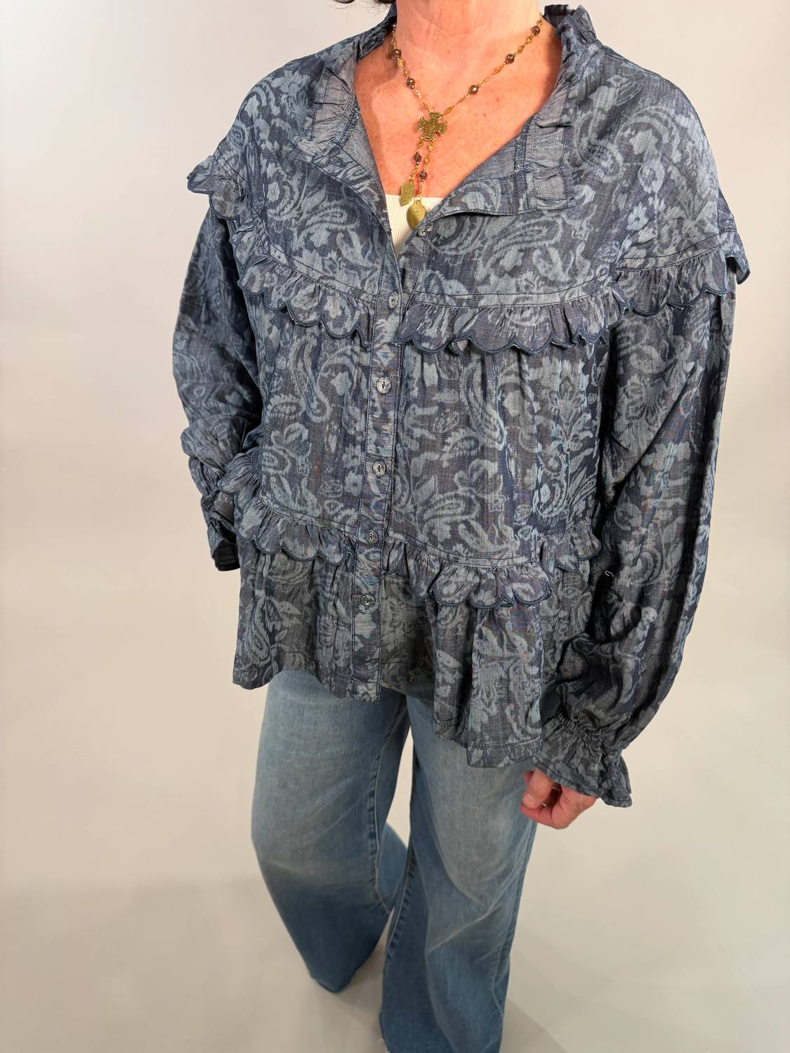 Ivy Jane - Tiered Shacket With Scallop Detail