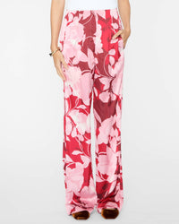 Misa Los Angeles High-rise Rita Pants in flora rosada satin - women's pants - detail view