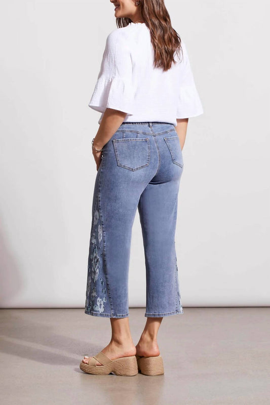 Tribal - Sophia Wide Crop Embroidered Jean