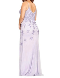 FAVIANA Lace Tulle Gown in periwinkle - women's dress - detail view