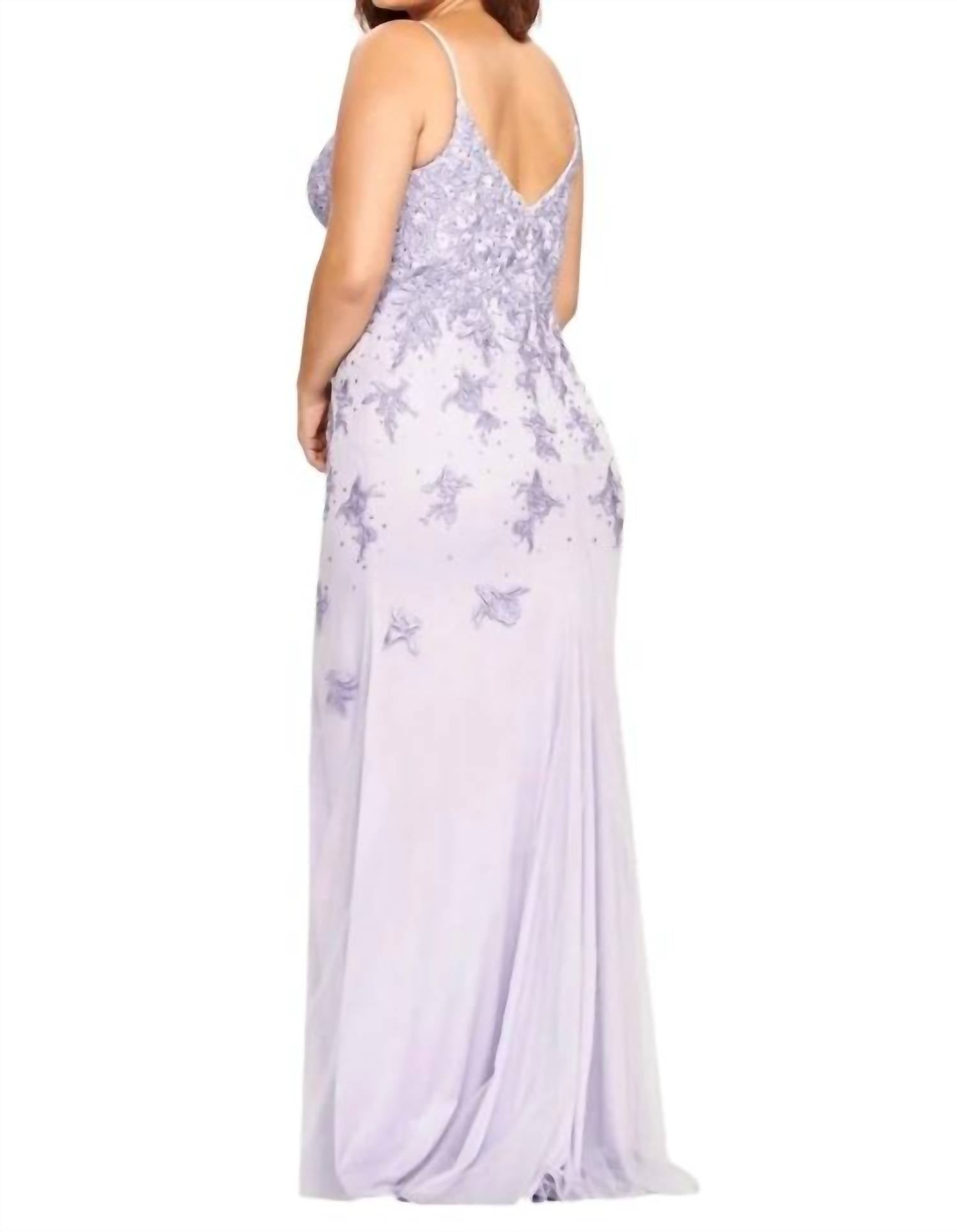 FAVIANA Lace Tulle Gown in periwinkle - women's dress - detail view