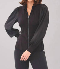 Lola & Sophie - Balloon Sleeve Zip Front Top
