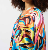 Joseph Ribkoff - Satin Abstract Print Boxy Topi