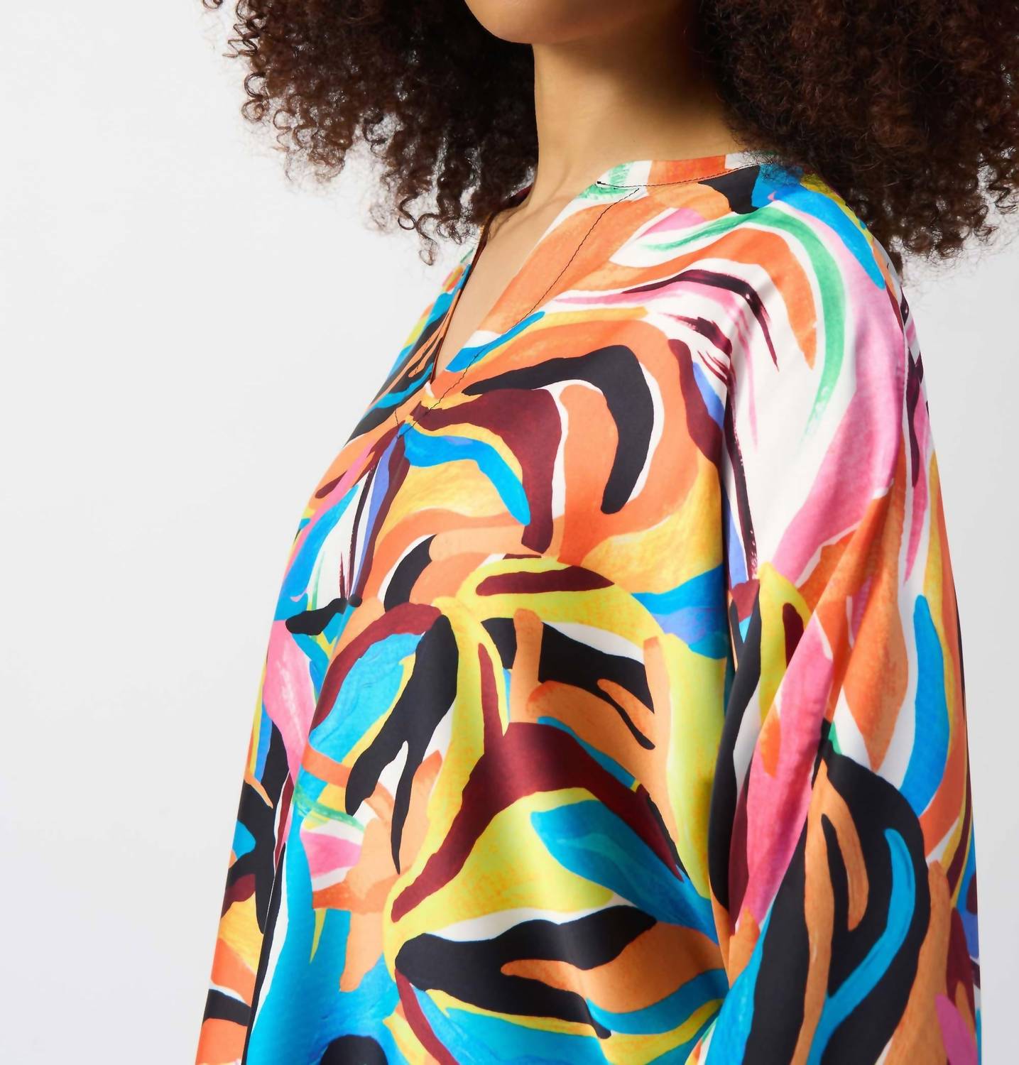 Joseph Ribkoff - Satin Abstract Print Boxy Topi