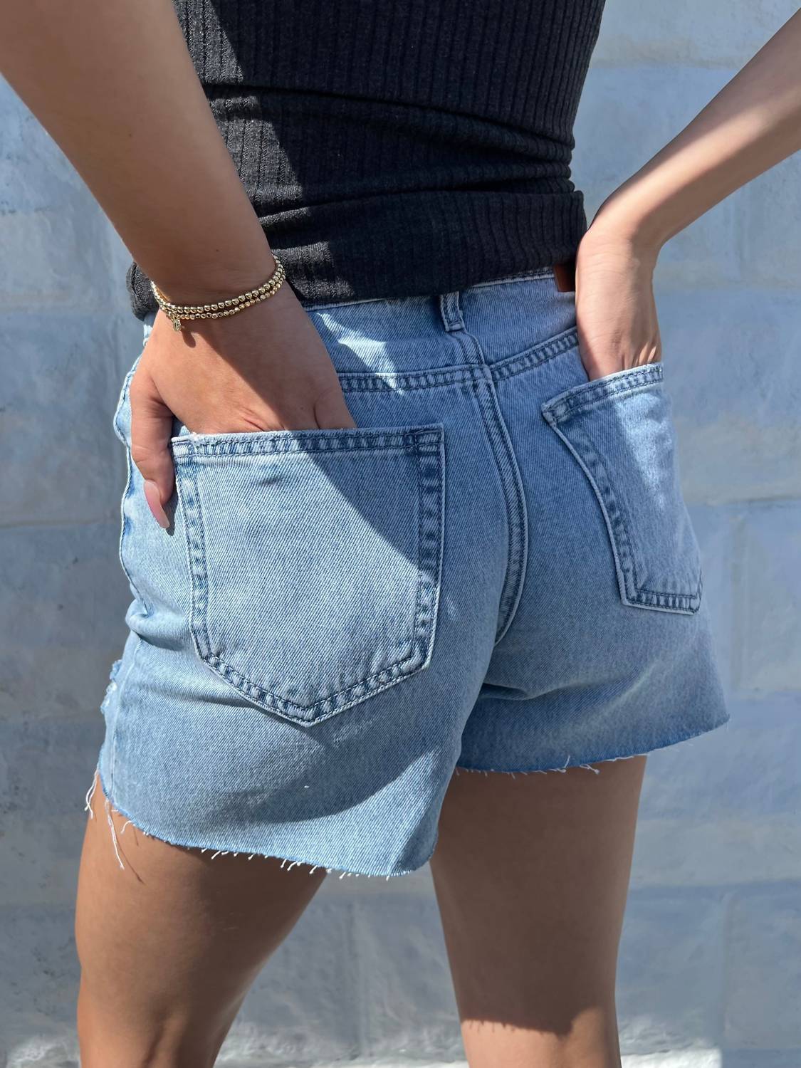 Hidden - Kayla High Rise Relaxed Shorts With Studs