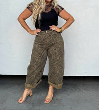 Blakeley - Cheetah Print Barrel Leg Jeans