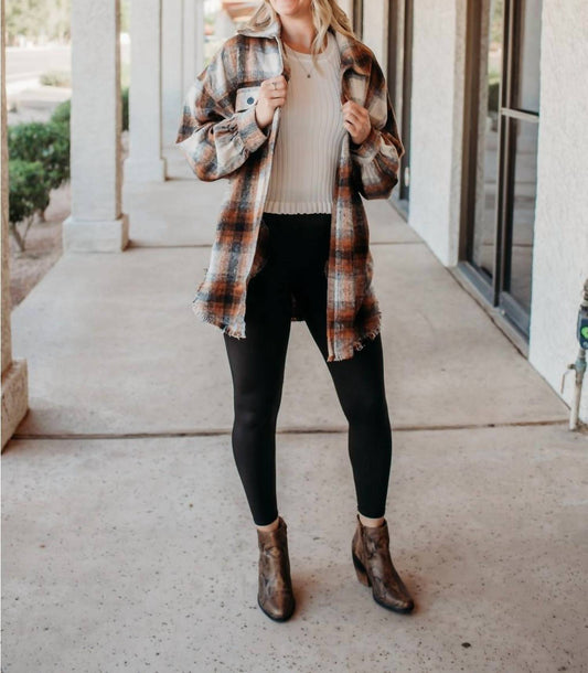 White Birch - Plaid Fray Shacket