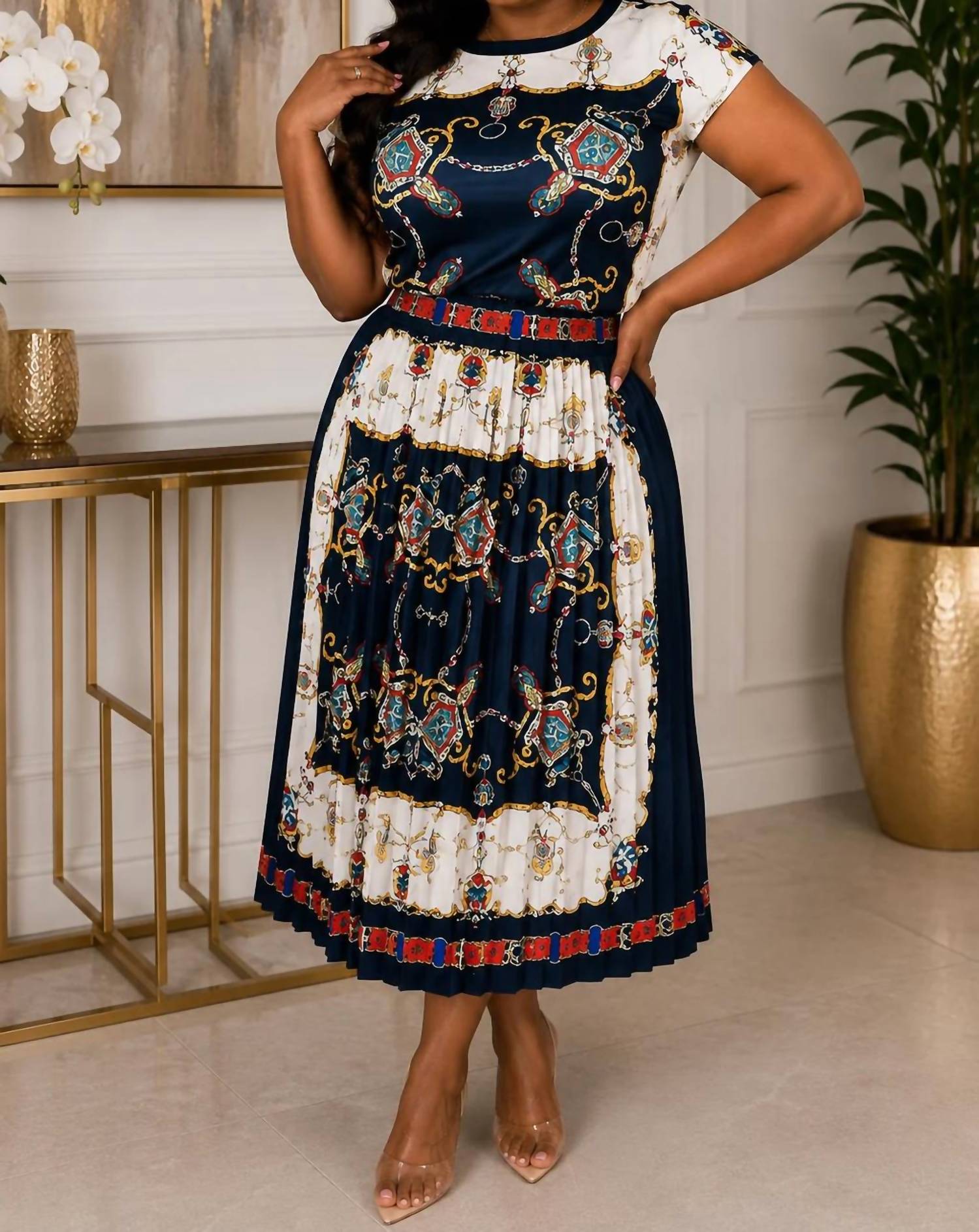 Yativi - Baroque Print Satin Blouse