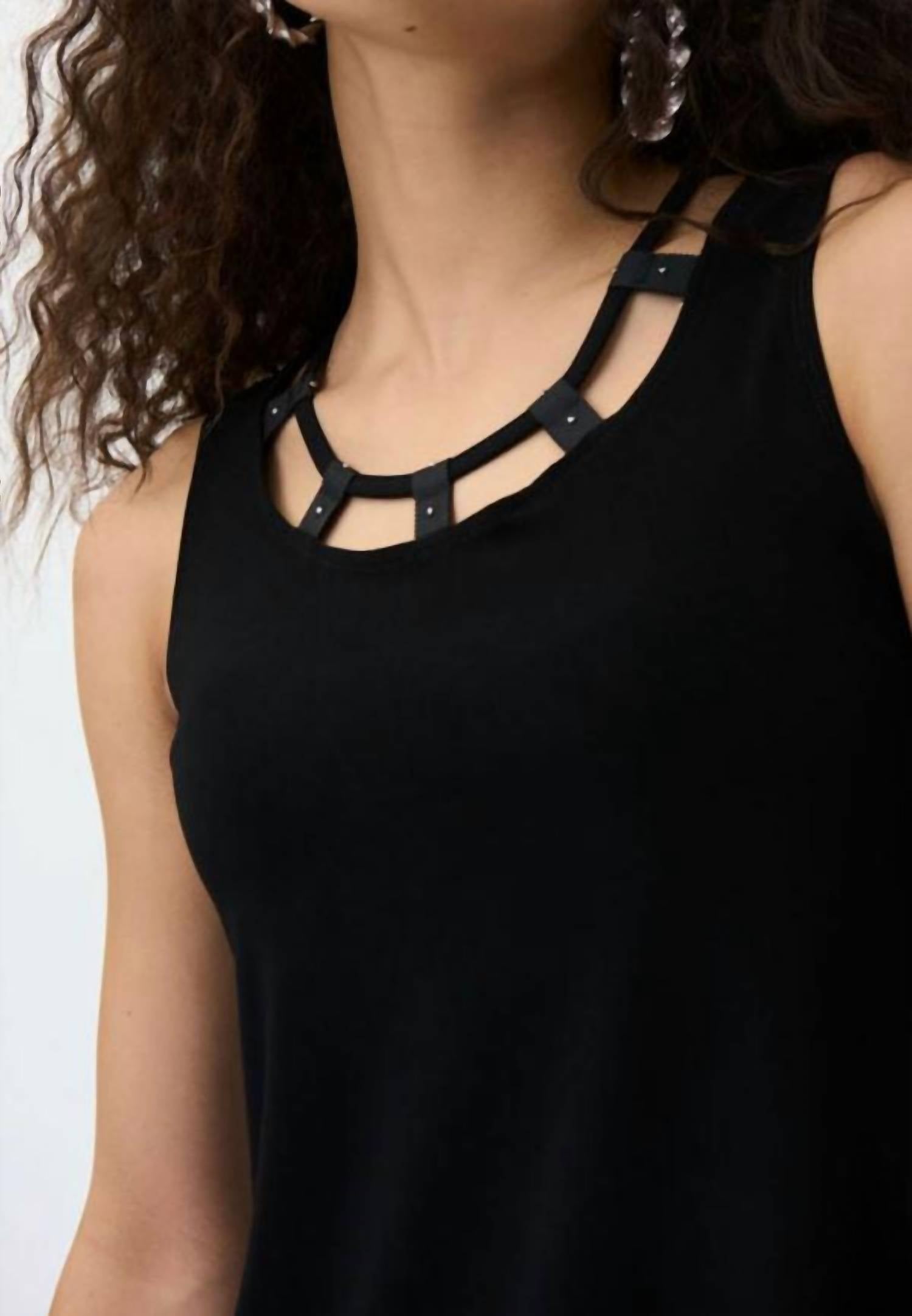 Joseph Ribkoff - Sleeveless Top with Cut-Out Neckline Detail