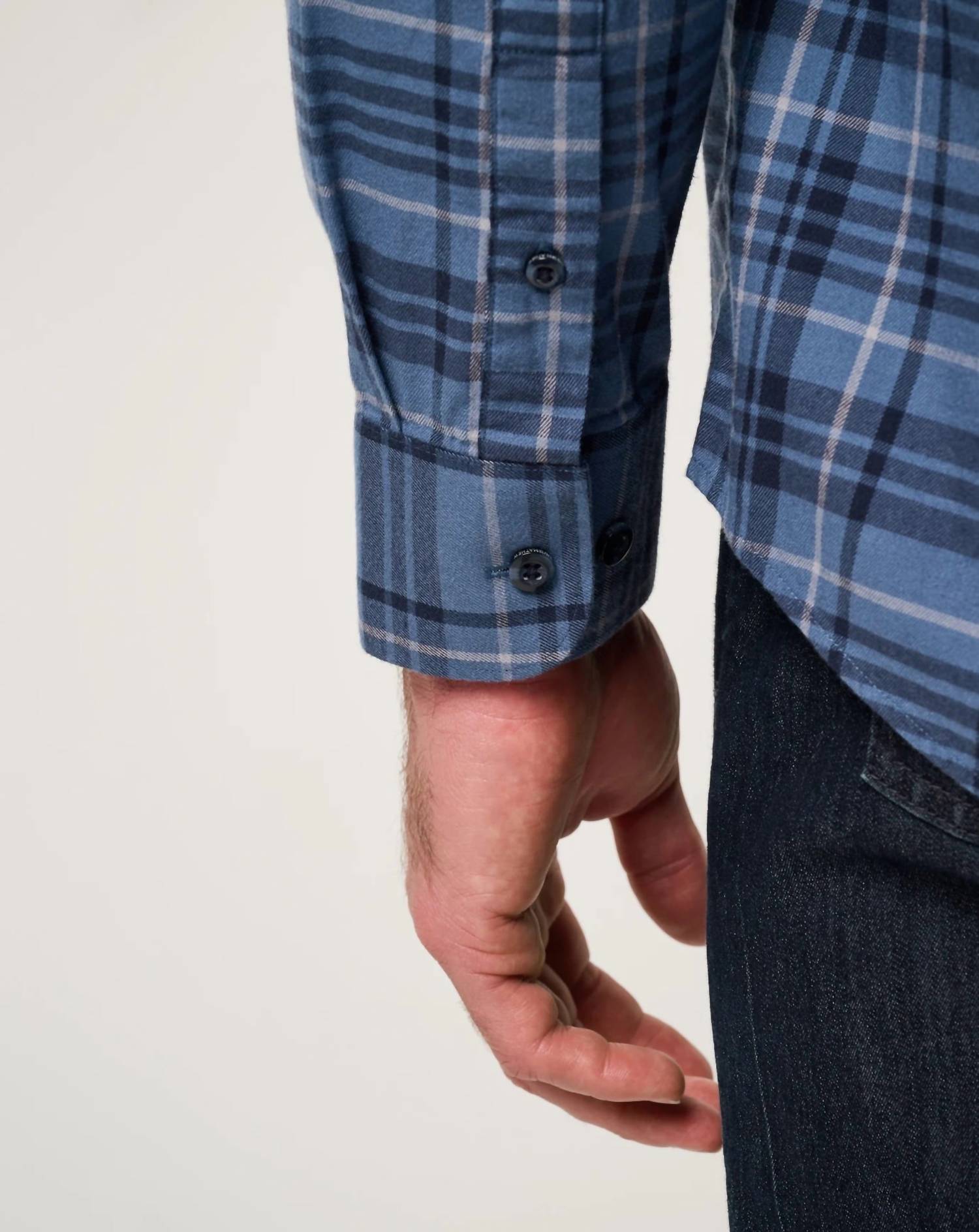 TravisMathew Cloud Flannel Plaid Shirt in bering sea sleet - men's shirt - view 5