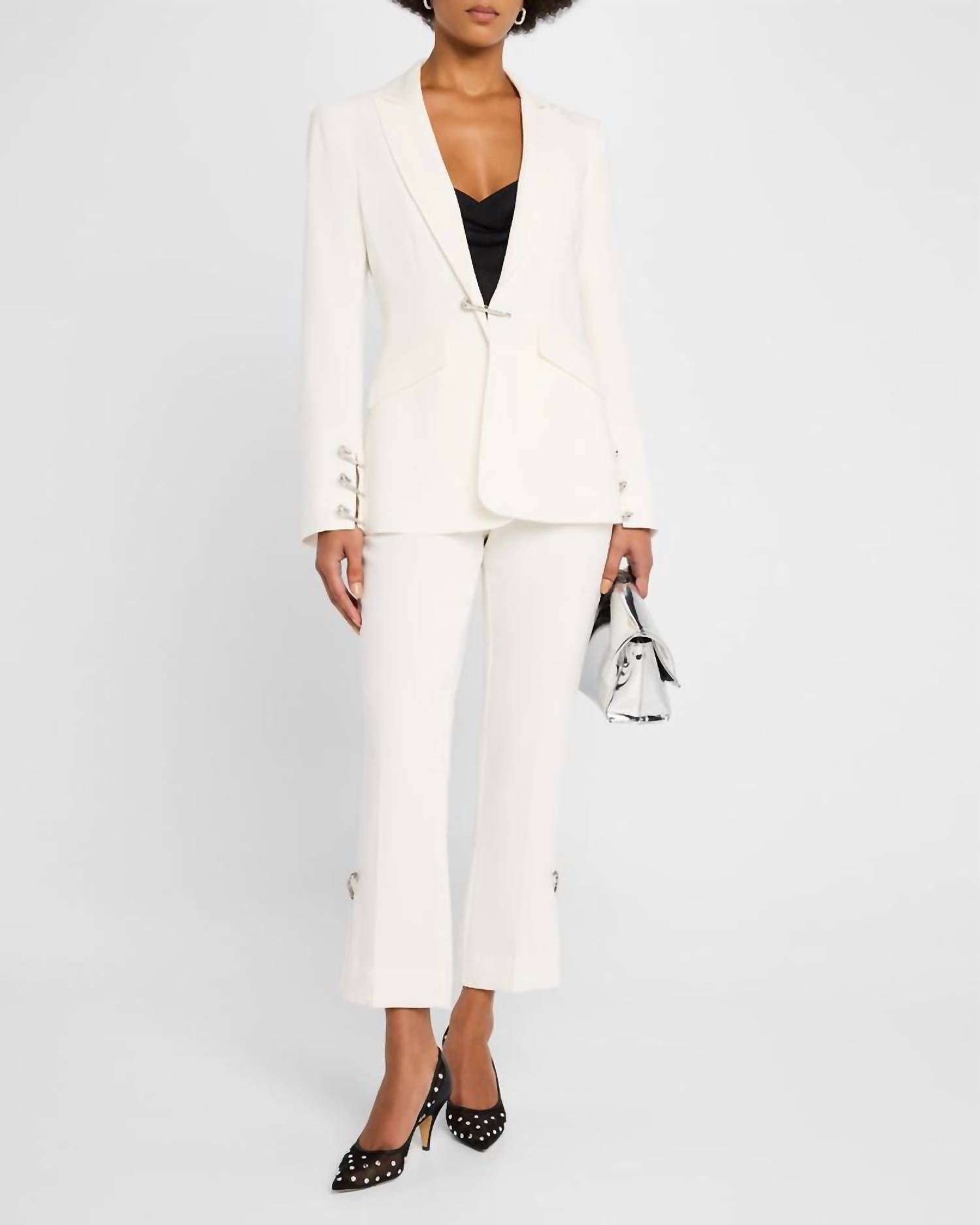 cinq a sept RHINESTONE PIN CROPPED KERRY PANT in ivory 1 - women's pants - view 4