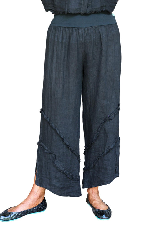 Look Mode Usa - Ruffle Delight Linen Pants