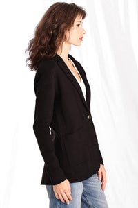 Minnie Rose - Cotton Blend Fitted Blazer