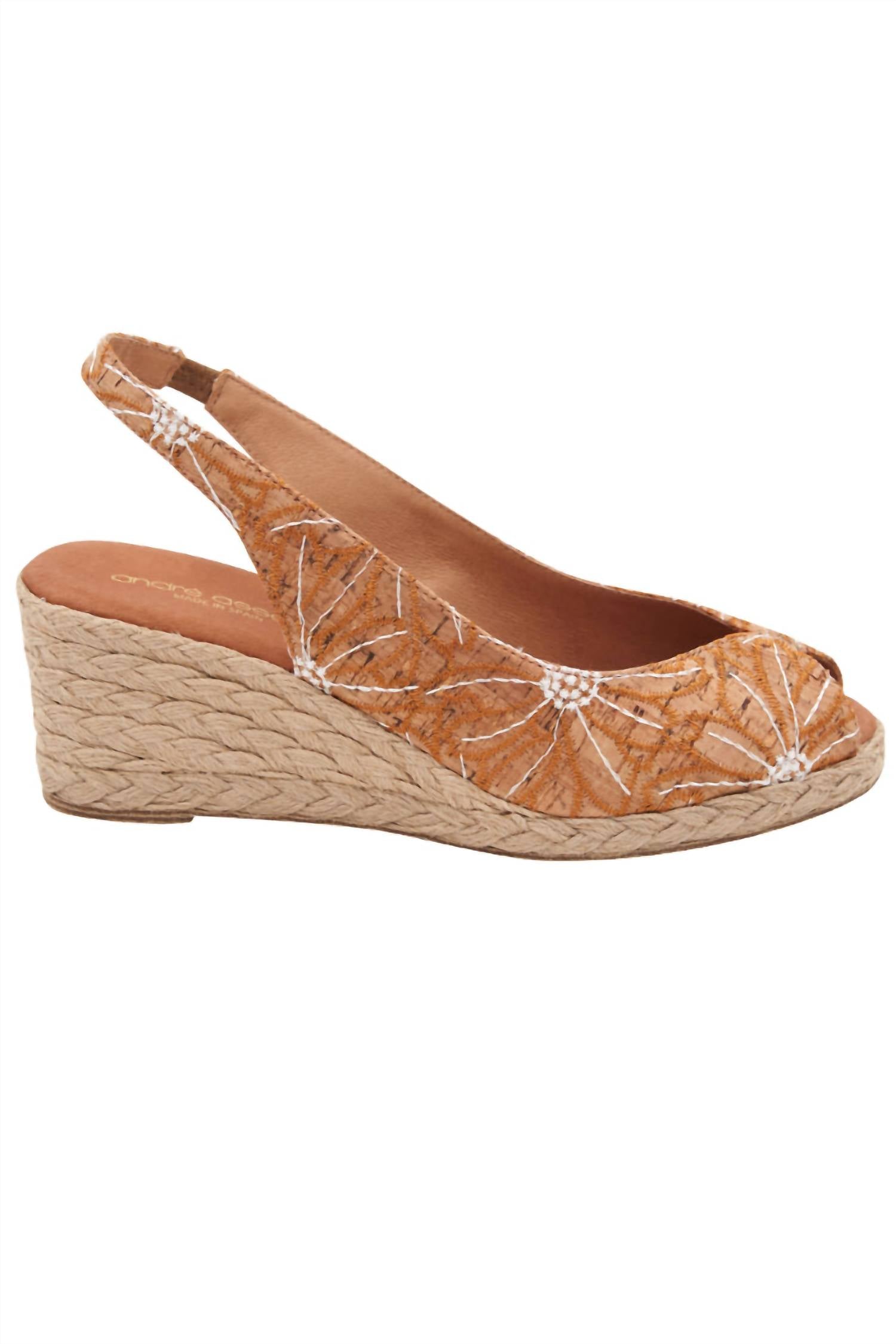 andre assous Women's Audrey Cork Slingback Wedge Sandal in natural multi - women's sandal - detail view