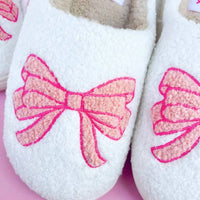Rock Paper Scissors Women's Bow Slippers in white pink - women's shoe - alternate view